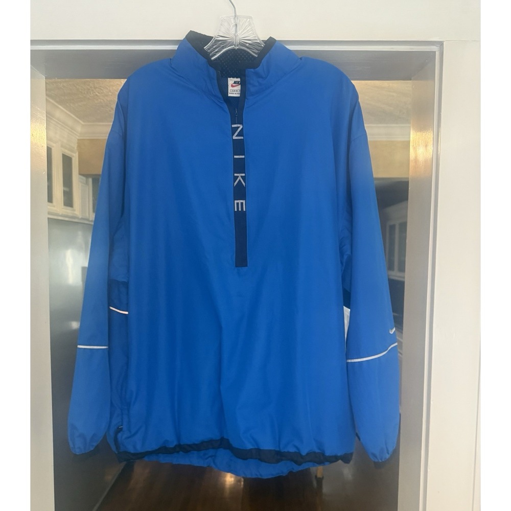 Nike Pullover Athletic Royal Blue & Black Windbreaker 1/2 zip. Poly. Mens. XL‎ - Picture 2 of 11
